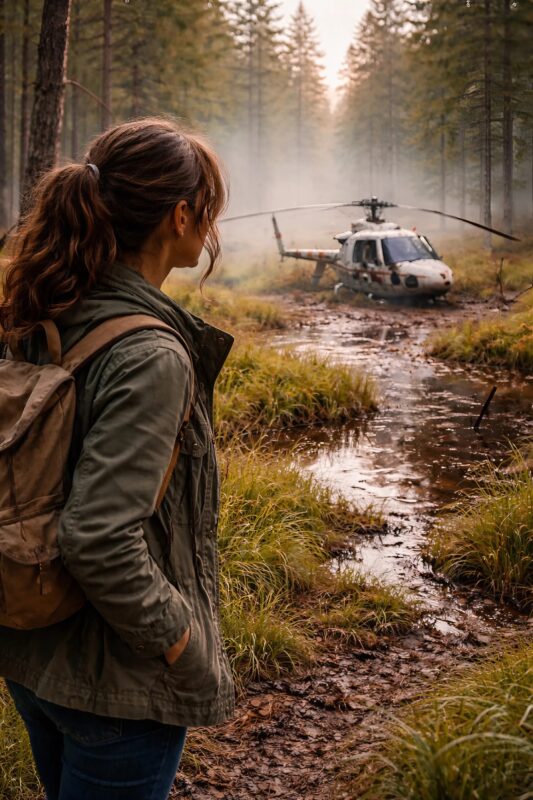 În timp ce aduna vreascuri în pădure, o femeie a dat întâmplător peste un elicopter։ Iar când s-a uitat în cabină, a fost la un pas să se prăbușească la pământ
