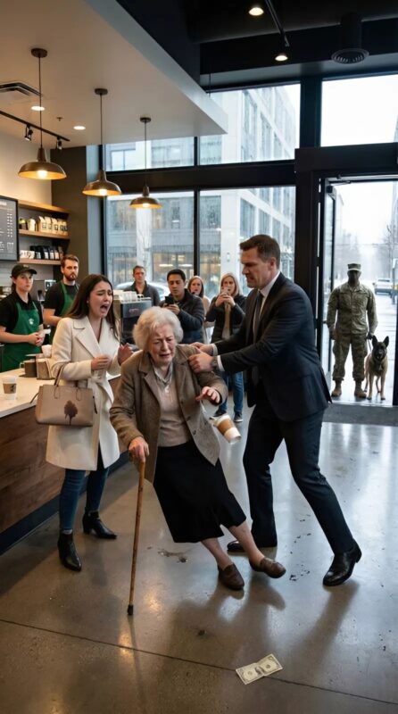 Un cuplu bogat a împins o femeie în vârstă cu dizabilitate, pentru că a vărsat din greșeală cafea pe geanta lor scumpă