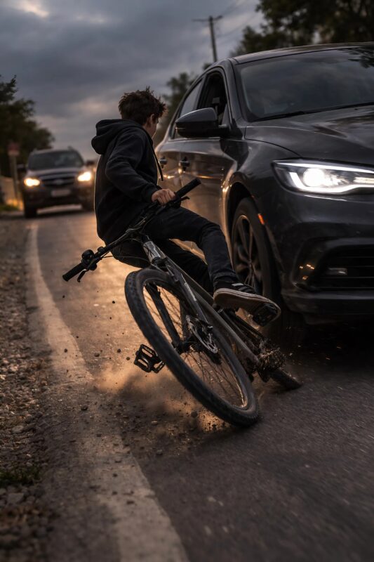 O mașină i-a tăiat brusc calea fiului meu pe bicicletă, și acesta aproape că a căzut pe asfalt. Dar în loc să-și ceară scuze, șoferul a început să râdă de el, arătându-i încotro să privească