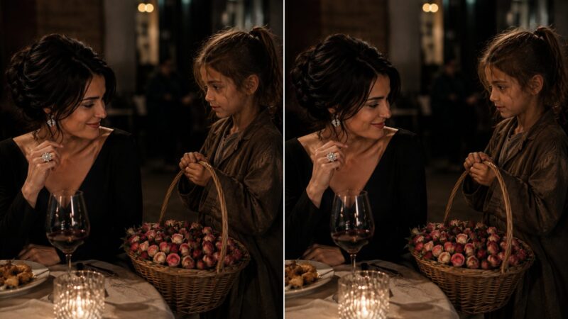 „Mama mea avea exact același…” Fetița care vindea trandafiri într-un restaurant de lux a rămas brusc nemișcată când a văzut inelul de pe mâna unei femei înstărite