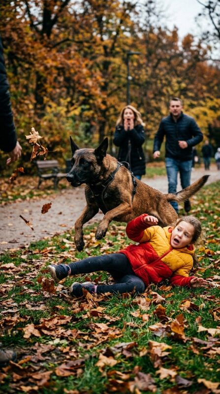 Câinele meu de serviciu, cu o reputație impecabilă, a doborât brusc la pământ o fetiță speriată de șapte ani, chiar în mijlocul unui parc aglomerat.